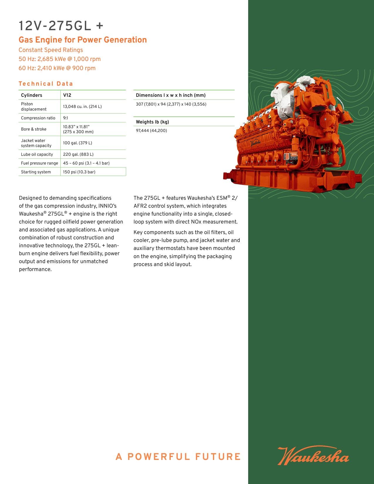 Portada del brochure oficial Waukesha 275GL+